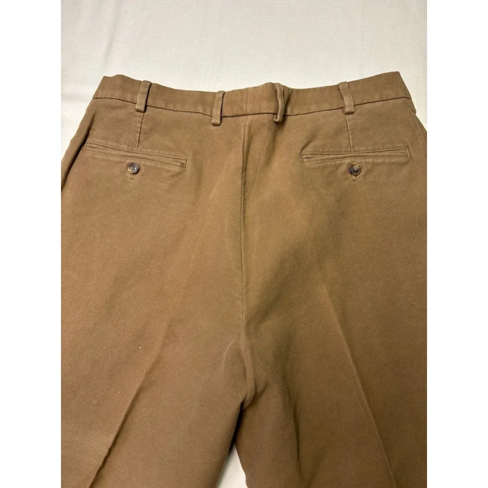 Brooks Brothers Hudson Chinos Mens 38x29 Brown 100% Cotton‎ Flat Front Pants